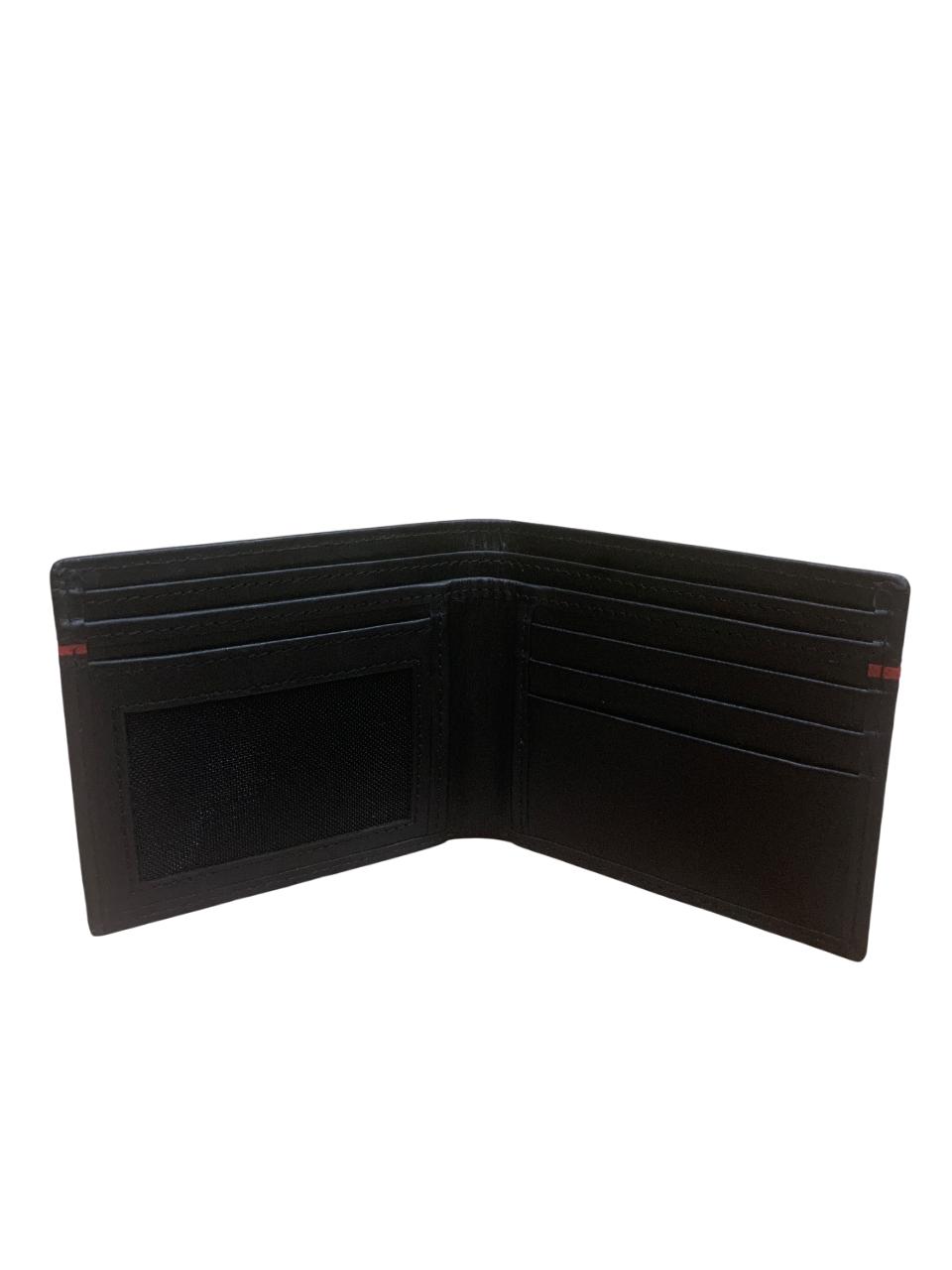 Black Leather Wallet with Red Accent – Stylish & Modern