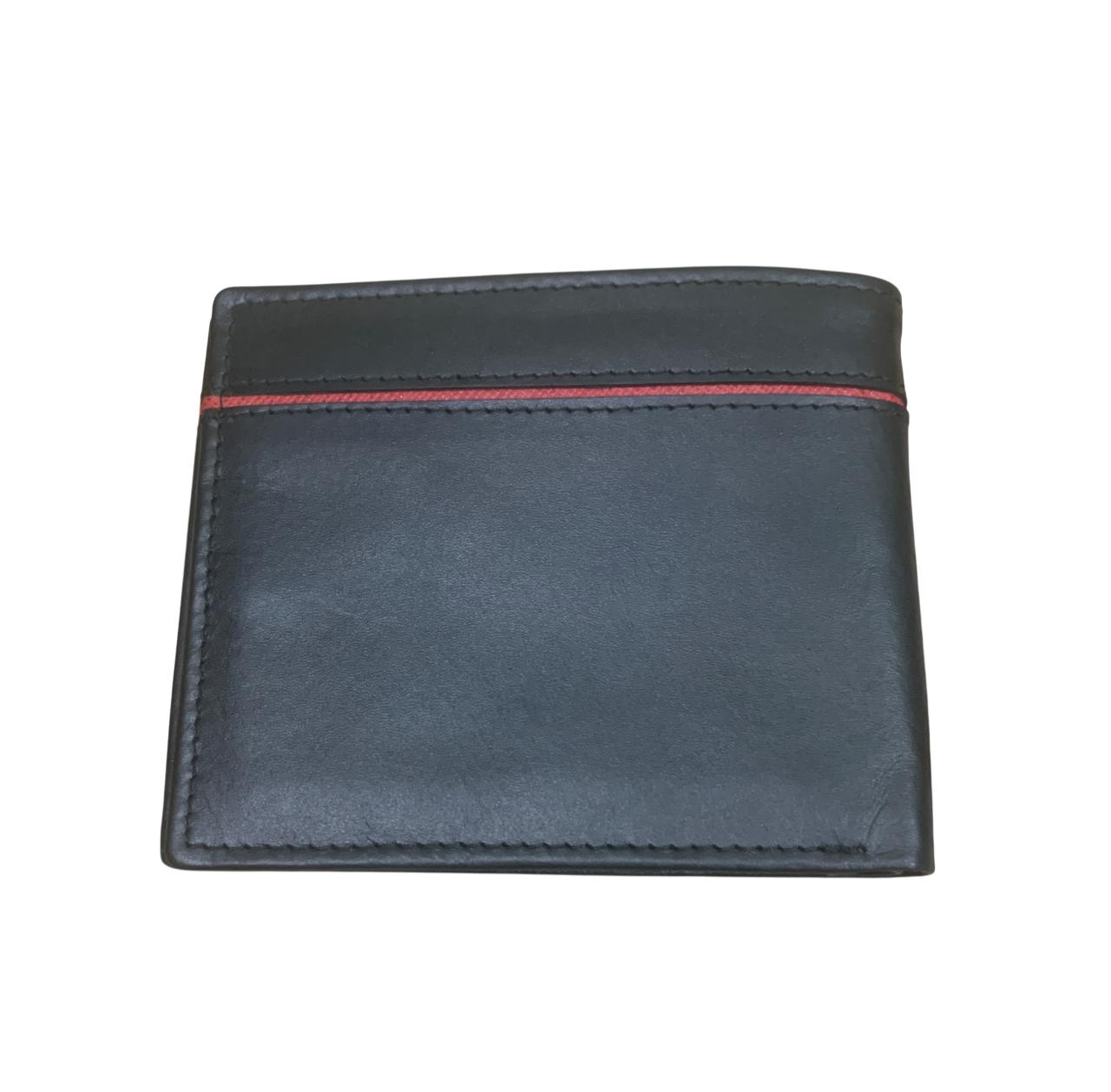 Black Leather Wallet with Red Accent – Stylish & Modern